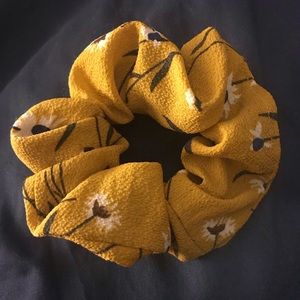 Mustard Floral Scrunchie